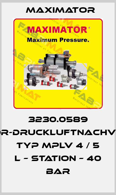 3230.0589 MAXIMATOR-DRUCKLUFTNACHVERDICHTER TYP MPLV 4 / 5 L – STATION – 40 BAR Maximator