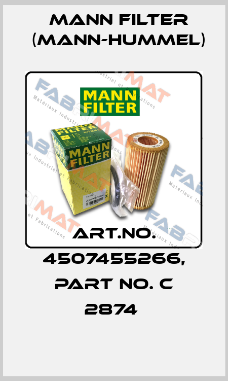 Art.No. 4507455266, Part No. C 2874  Mann Filter (Mann-Hummel)