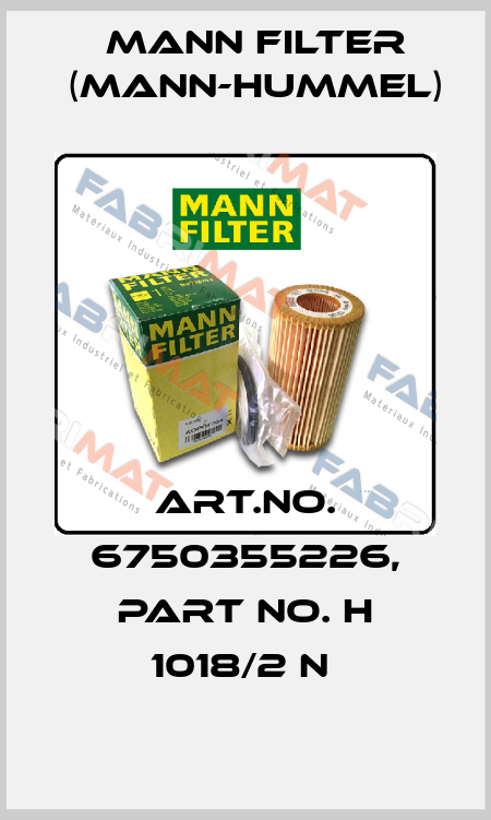 Art.No. 6750355226, Part No. H 1018/2 n  Mann Filter (Mann-Hummel)