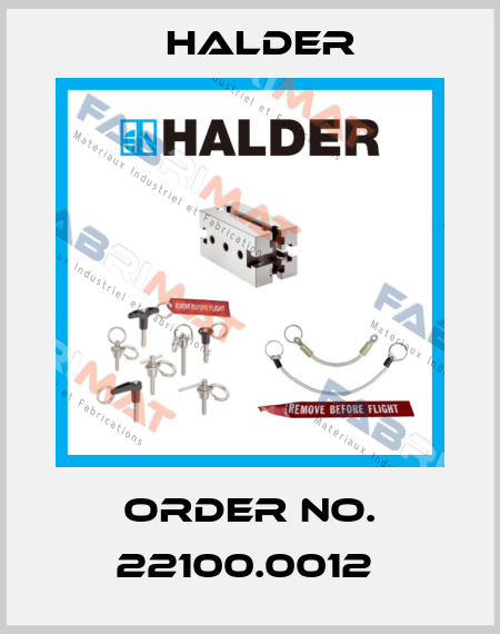 Order No. 22100.0012  Halder