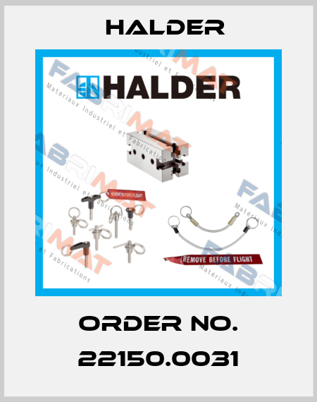 Order No. 22150.0031 Halder