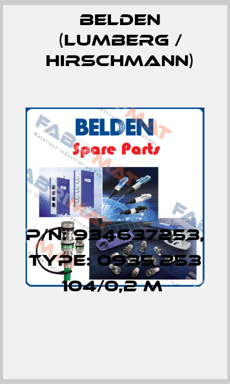 P/N: 934637253, Type: 0935 253 104/0,2 M  Belden (Lumberg / Hirschmann)