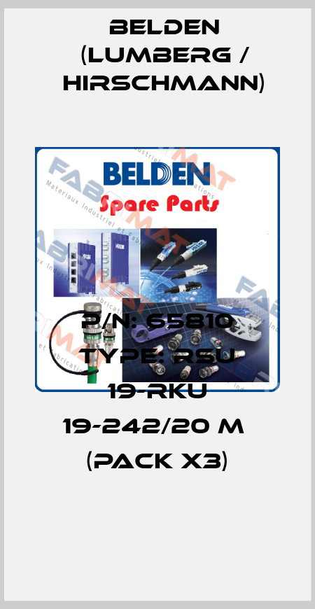 P/N: 65810 Type: RSU 19-RKU 19-242/20 M  (pack x3) Belden (Lumberg / Hirschmann)