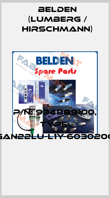 P/N: 934889100, Type: GAN22LU-L1Y-6030200  Belden (Lumberg / Hirschmann)