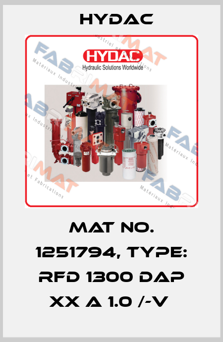 Mat No. 1251794, Type: RFD 1300 DAP XX A 1.0 /-V  Hydac