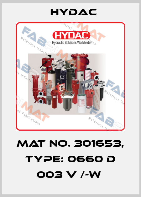 Mat No. 301653, Type: 0660 D 003 V /-W  Hydac