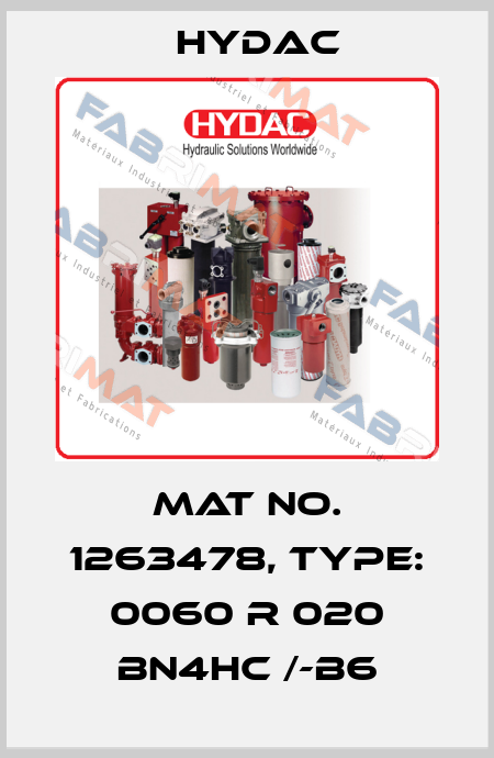Mat No. 1263478, Type: 0060 R 020 BN4HC /-B6 Hydac