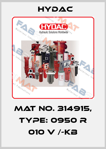Mat No. 314915, Type: 0950 R 010 V /-KB Hydac