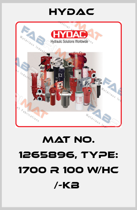 Mat No. 1265896, Type: 1700 R 100 W/HC /-KB  Hydac