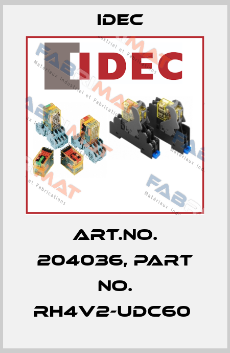 Art.No. 204036, Part No. RH4V2-UDC60  Idec