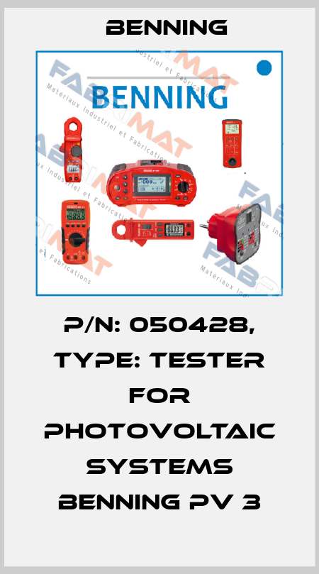 P/N: 050428, Type: Tester for Photovoltaic Systems BENNING PV 3 Benning
