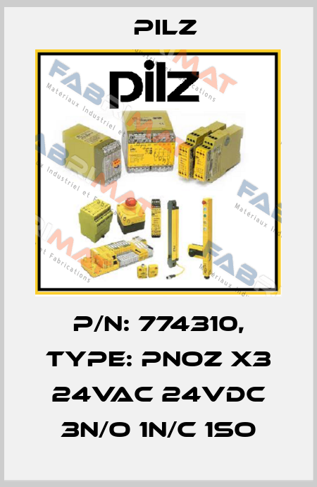 p/n: 774310, Type: PNOZ X3 24VAC 24VDC 3n/o 1n/c 1so Pilz