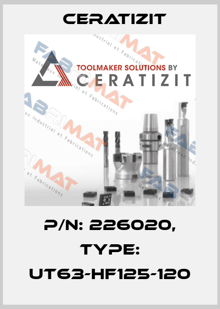 P/N: 226020, Type: UT63-HF125-120 Ceratizit