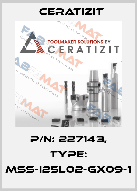 P/N: 227143, Type: MSS-I25L02-GX09-1 Ceratizit