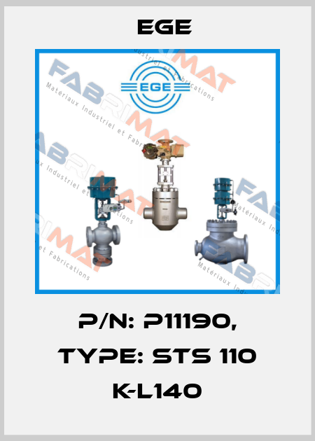 p/n: P11190, Type: STS 110 K-L140 Ege