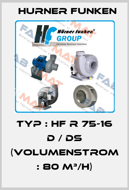 Typ : HF R 75-16 D / DS (Volumenstrom : 80 m³/h) Hurner Funken