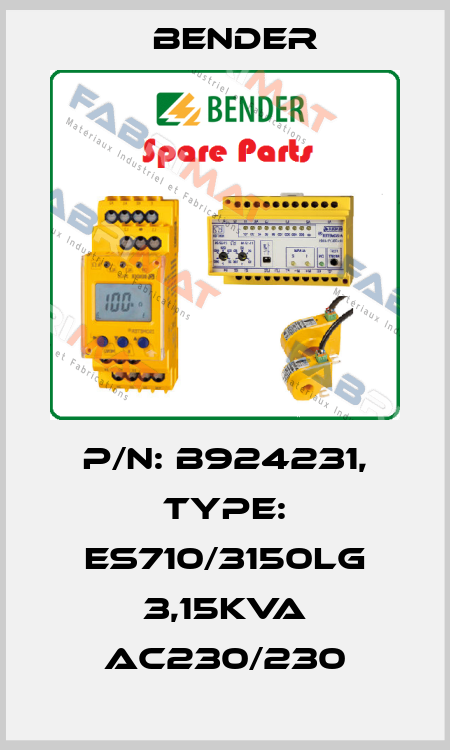p/n: B924231, Type: ES710/3150LG 3,15kVA AC230/230 Bender