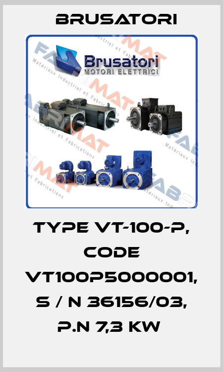 TYPE VT-100-P, CODE VT100P5000001, S / N 36156/03, P.N 7,3 KW  Brusatori