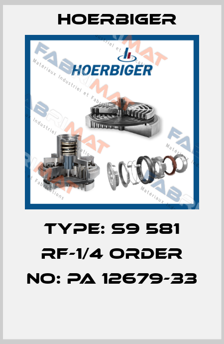 TYPE: S9 581 RF-1/4 ORDER NO: PA 12679-33  Hoerbiger