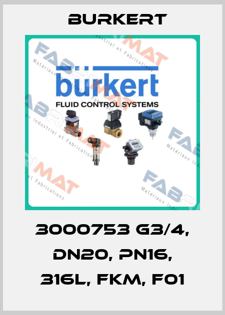 3000753 G3/4, DN20, PN16, 316L, FKM, F01 Burkert