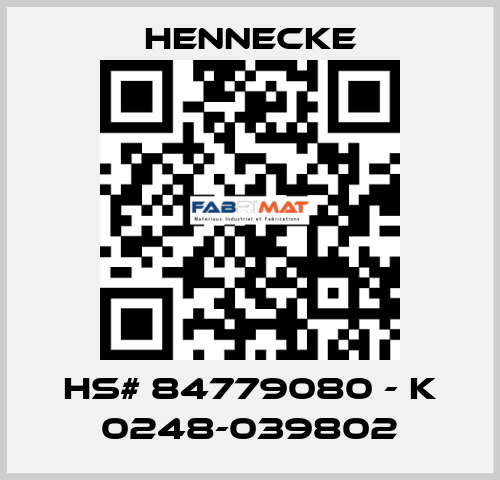 HS# 84779080 - K 0248-039802 Hennecke