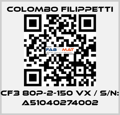 CF3 80P-2-150 VX / S/N: A51040274002 Colombo Filippetti