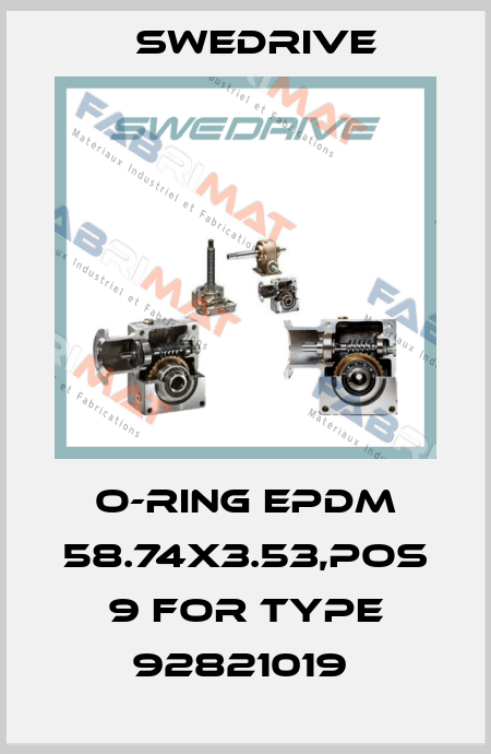 O-ring EPDM 58.74x3.53,pos 9 for type 92821019  Swedrive