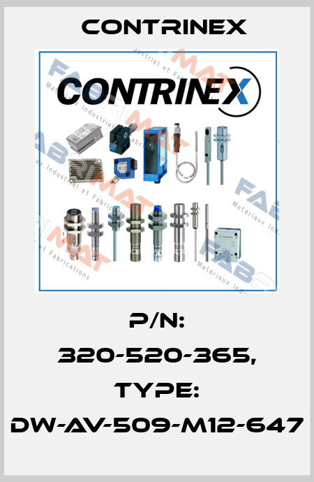 p/n: 320-520-365, Type: DW-AV-509-M12-647 Contrinex