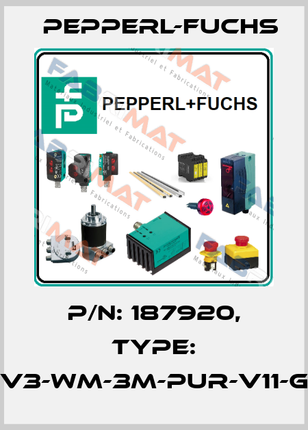 p/n: 187920, Type: V3-WM-3M-PUR-V11-G Pepperl-Fuchs