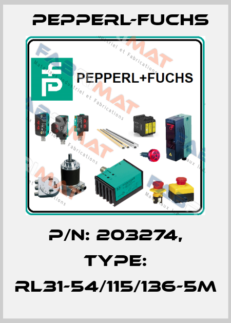 p/n: 203274, Type: RL31-54/115/136-5M Pepperl-Fuchs
