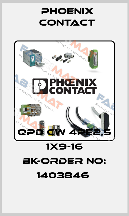 QPD CW 4PE2,5 1X9-16 BK-ORDER NO: 1403846  Phoenix Contact