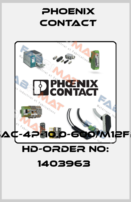 SAC-4P-10,0-600/M12FR HD-ORDER NO: 1403963  Phoenix Contact