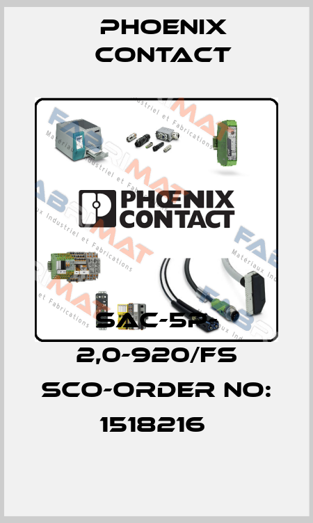 SAC-5P- 2,0-920/FS SCO-ORDER NO: 1518216  Phoenix Contact