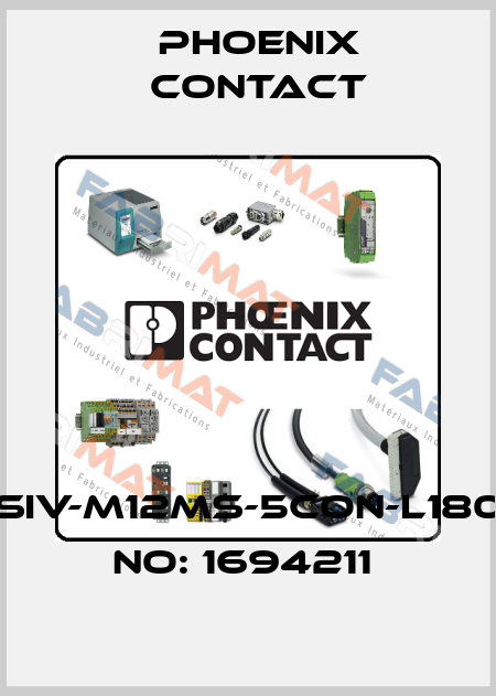 SACC-DSIV-M12MS-5CON-L180-ORDER NO: 1694211  Phoenix Contact