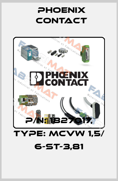 P/N: 1827017, Type: MCVW 1,5/ 6-ST-3,81 Phoenix Contact