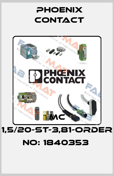 MC 1,5/20-ST-3,81-ORDER NO: 1840353  Phoenix Contact