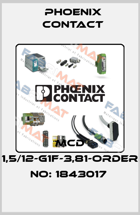 MCD 1,5/12-G1F-3,81-ORDER NO: 1843017  Phoenix Contact