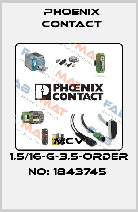 MCV 1,5/16-G-3,5-ORDER NO: 1843745  Phoenix Contact