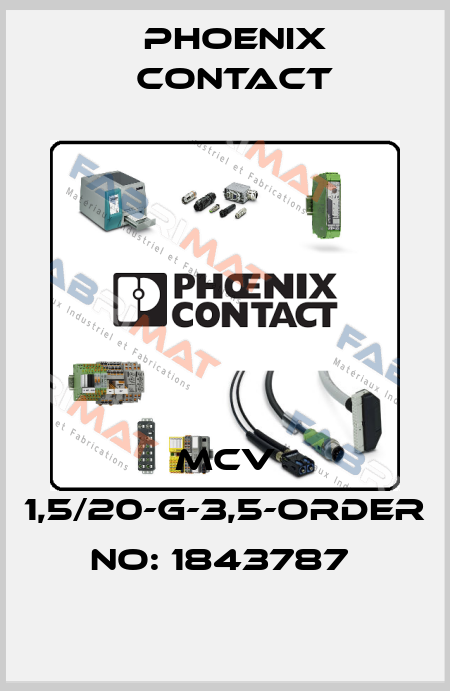 MCV 1,5/20-G-3,5-ORDER NO: 1843787  Phoenix Contact