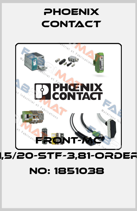FRONT-MC 1,5/20-STF-3,81-ORDER NO: 1851038  Phoenix Contact