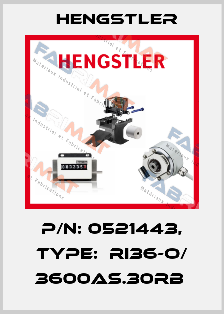 P/N: 0521443, Type:  RI36-O/ 3600AS.30RB  Hengstler