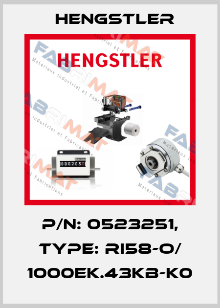 p/n: 0523251, Type: RI58-O/ 1000EK.43KB-K0 Hengstler