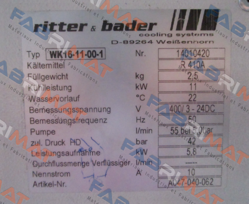 A047-040-062 / WK16-11-00-1-R410A Ritter & Bader