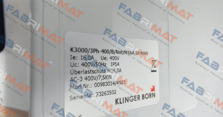 0098.3014 K3000/3Ph-400V/B/Not-Halt/MxA/Uc400V Klinger Born