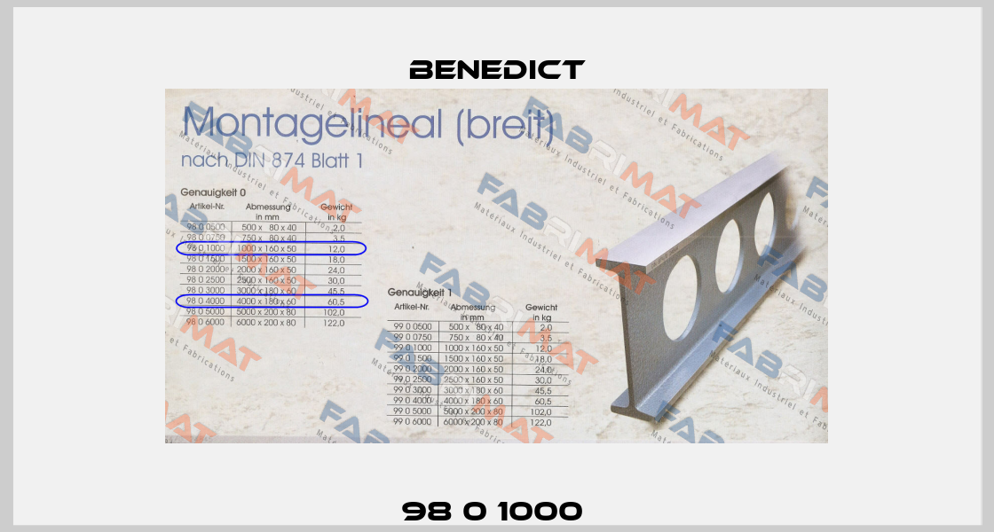 98 0 1000  Benedict