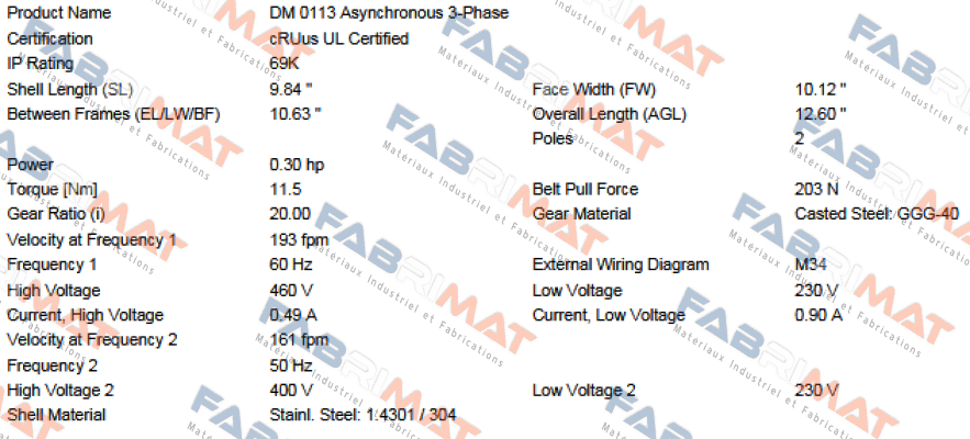 MI-DM0113 DM1133-AAC03E0U8FDJ-257mm Interroll