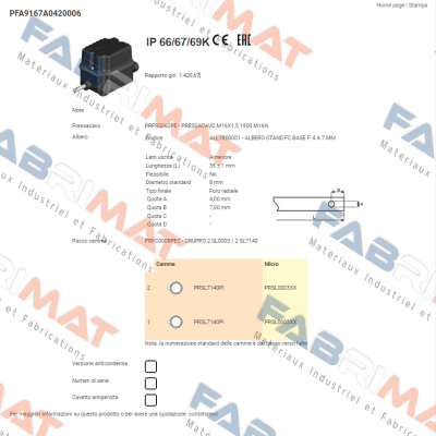 PFA9167A0420006 Ter Tecno Elettrica Ravasi