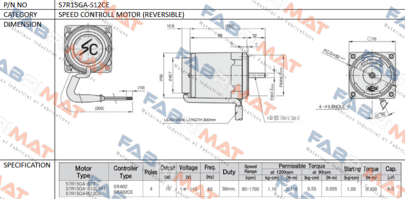 S7R15GA-S12CE Spg Motor