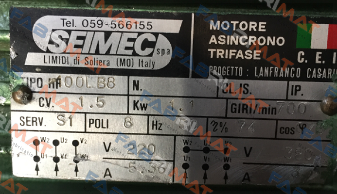 OOL B8 obsolete replaced by HB 100LB 8 230.400-50 B5 Seimec (Rossi)