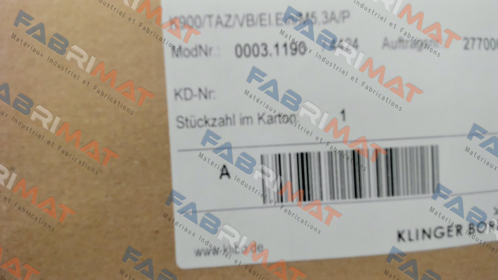 p/n: 0003.1190, Type: K900/TAZ/VB/El.Ein/M5,3A/P Klinger Born